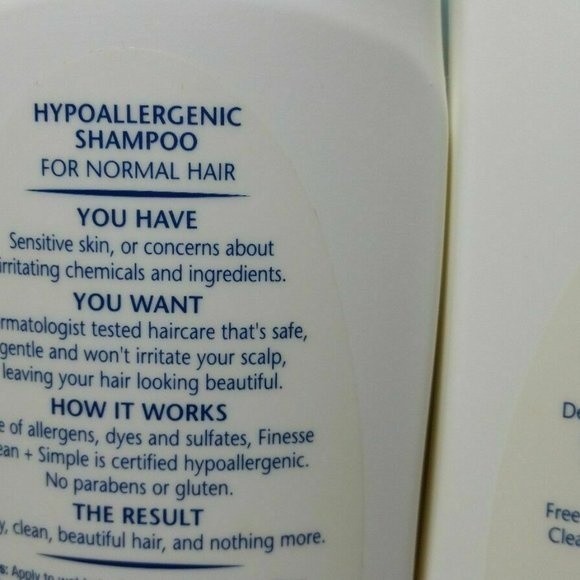 Finesse Clean Simple Hypoallergenic Normal Hair 2 Each Shampoo Conditioner - Picture 7 of 11